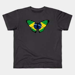 Vintage Brazil Butterfly Moth | Pray For Brazil and Stand with Brazil Kids T-Shirt